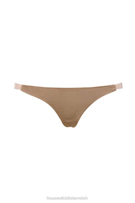 House of CB Kleidung Z26T1287 Transparenter Lösungs-Tanga mit seitlichen Riemen – Karamell