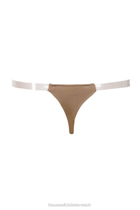 House of CB Kleidung Z26T1287 Transparenter Lösungs-Tanga mit seitlichen Riemen – Karamell