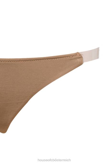 House of CB Kleidung Z26T1287 Transparenter Lösungs-Tanga mit seitlichen Riemen – Karamell