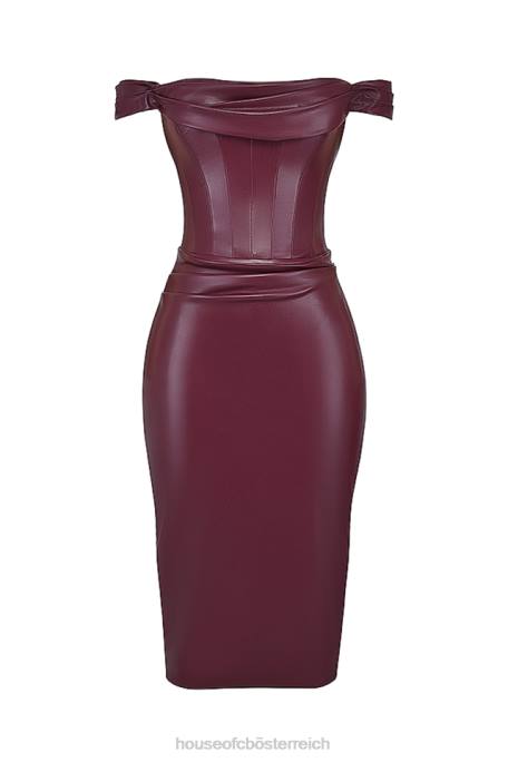 House of CB Kleidung Z26T129 Rabenmaulbeer-Korsettkleid aus veganem Leder