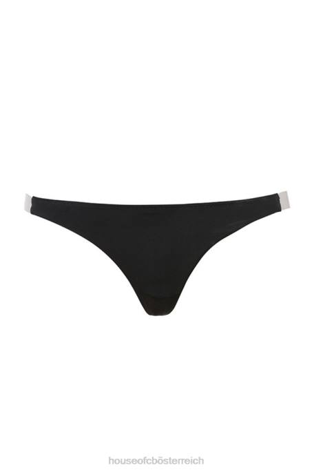 House of CB Kleidung Z26T1300 Transparenter Lösungs-Tanga mit seitlichen Riemen – Schwarz