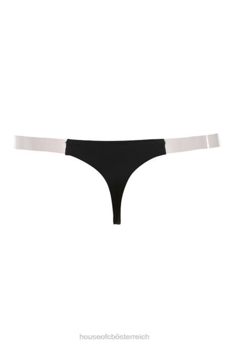 House of CB Kleidung Z26T1300 Transparenter Lösungs-Tanga mit seitlichen Riemen – Schwarz