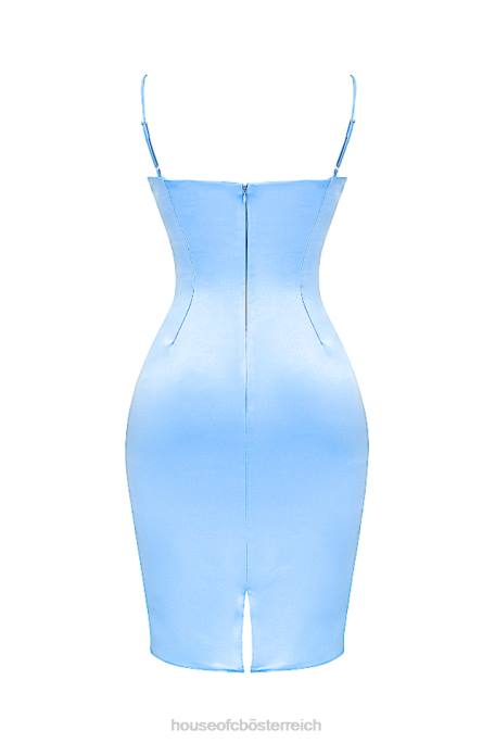 House of CB Kleidung Z26T137 Jamieh weiches blaues Satin-Midikleid