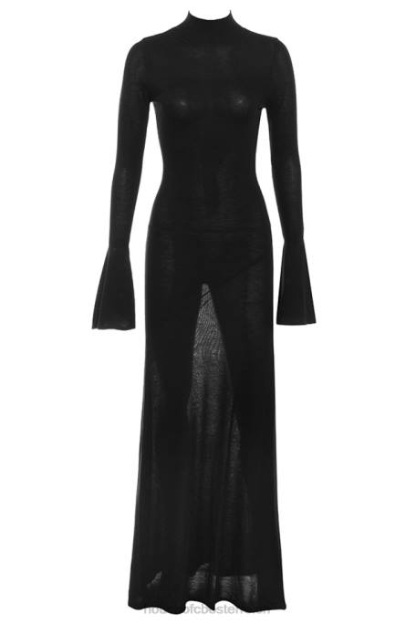 House of CB Kleidung Z26T141 Sancha schwarzes Strick-Maxikleid