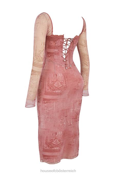 House of CB Kleidung Z26T151 Rosa bedrucktes Korsettkleid von Seraphina