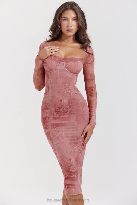 House of CB Kleidung Z26T151 Rosa bedrucktes Korsettkleid von Seraphina