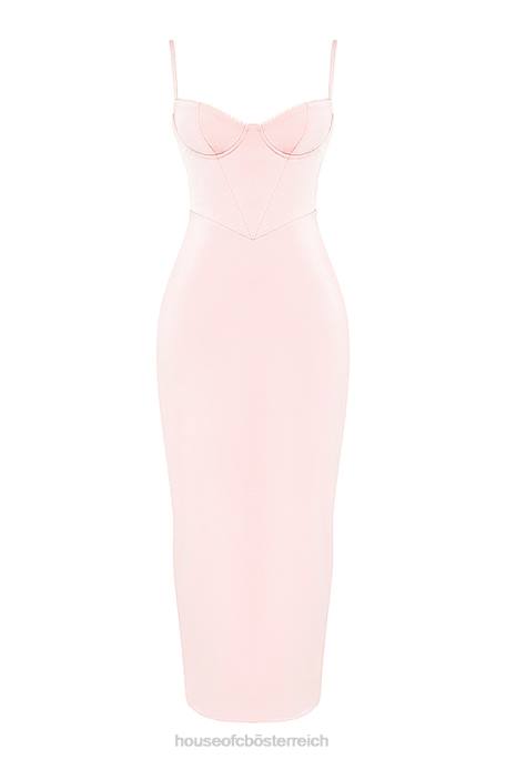 House of CB Kleidung Z26T156 Stefania weiches Pfirsich-Korsett-Maxikleid