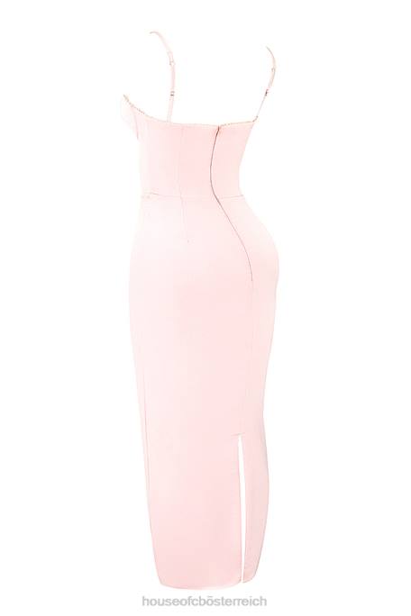 House of CB Kleidung Z26T156 Stefania weiches Pfirsich-Korsett-Maxikleid