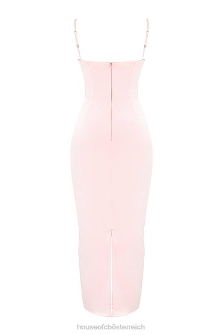 House of CB Kleidung Z26T156 Stefania weiches Pfirsich-Korsett-Maxikleid