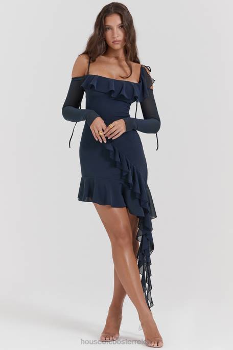 House of CB Kleidung Z26T162 Kiki French Navy Rüschen-Minikleid