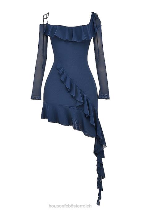 House of CB Kleidung Z26T162 Kiki French Navy Rüschen-Minikleid