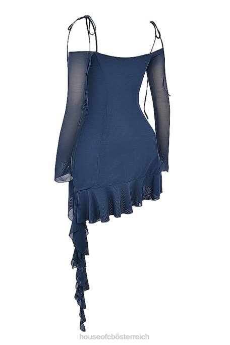 House of CB Kleidung Z26T162 Kiki French Navy Rüschen-Minikleid