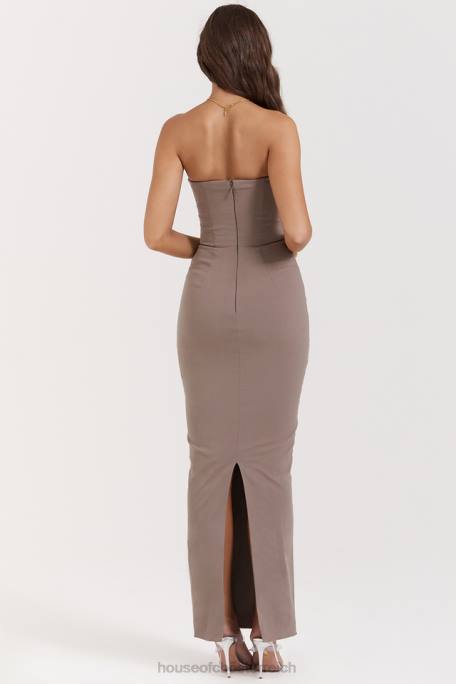 House of CB Kleidung Z26T167 Lucia Taupe trägerloses Korsett-Maxikleid