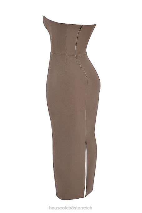 House of CB Kleidung Z26T167 Lucia Taupe trägerloses Korsett-Maxikleid