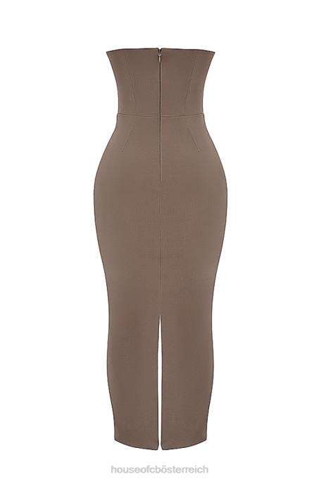 House of CB Kleidung Z26T167 Lucia Taupe trägerloses Korsett-Maxikleid