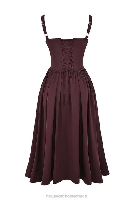 House of CB Kleidung Z26T172 Tatiana sattes braunes Midi-Sommerkleid