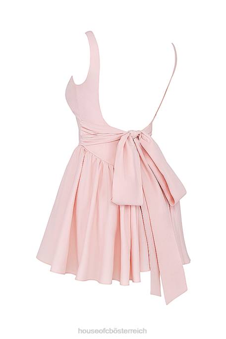 House of CB Kleidung Z26T178 Florianne Minikleid mit weicher pfirsichfarbener Schleife