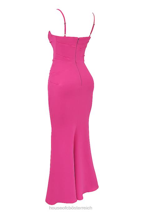 House of CB Kleidung Z26T181 Milena heißes rosa Korsett-Maxikleid