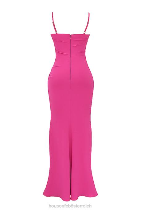 House of CB Kleidung Z26T181 Milena heißes rosa Korsett-Maxikleid