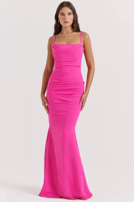 House of CB Kleidung Z26T181 Milena heißes rosa Korsett-Maxikleid