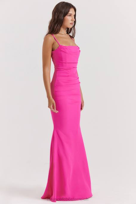 House of CB Kleidung Z26T181 Milena heißes rosa Korsett-Maxikleid