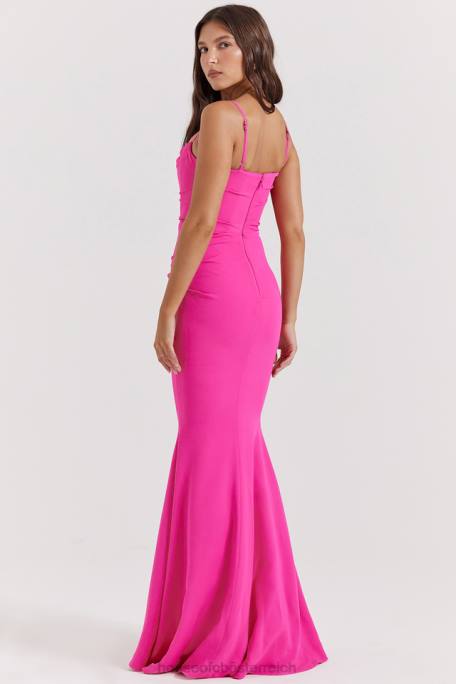 House of CB Kleidung Z26T181 Milena heißes rosa Korsett-Maxikleid