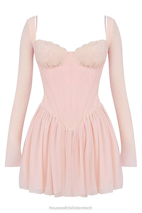 House of CB Kleidung Z26T182 Vivi weiches pfirsichfarbenes Korsett-Minikleid