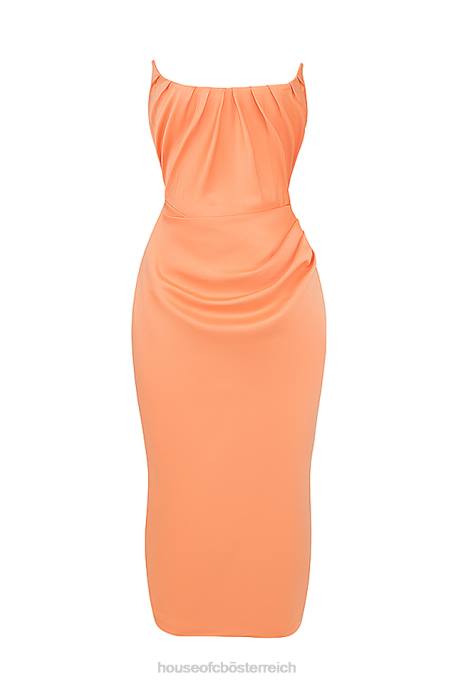 House of CB Kleidung Z26T185 Alora Tangerine trägerloses Korsett-Midikleid