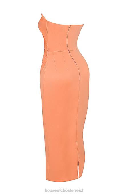 House of CB Kleidung Z26T185 Alora Tangerine trägerloses Korsett-Midikleid