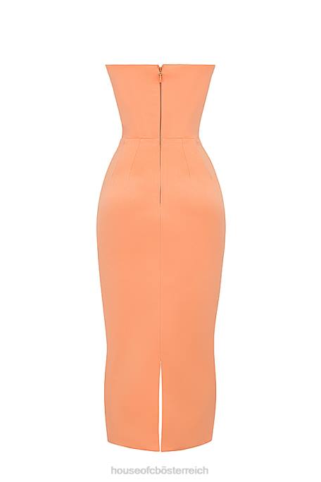 House of CB Kleidung Z26T185 Alora Tangerine trägerloses Korsett-Midikleid