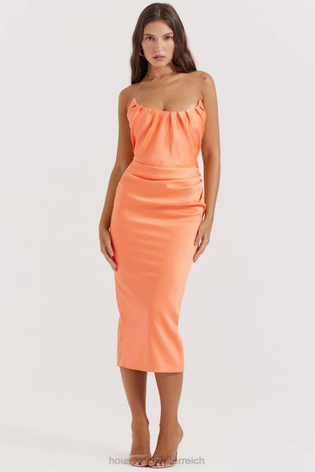 House of CB Kleidung Z26T185 Alora Tangerine trägerloses Korsett-Midikleid