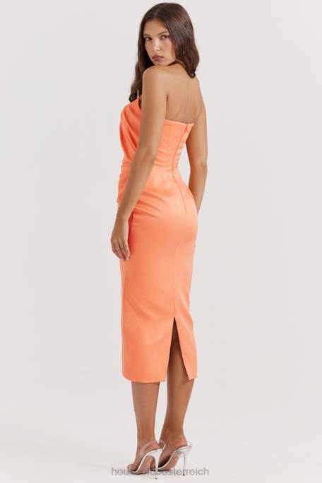 House of CB Kleidung Z26T185 Alora Tangerine trägerloses Korsett-Midikleid