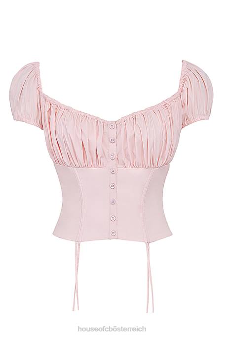 House of CB Kleidung Z26T19 Gerafftes Oberteil in Kitty-Babyrosa