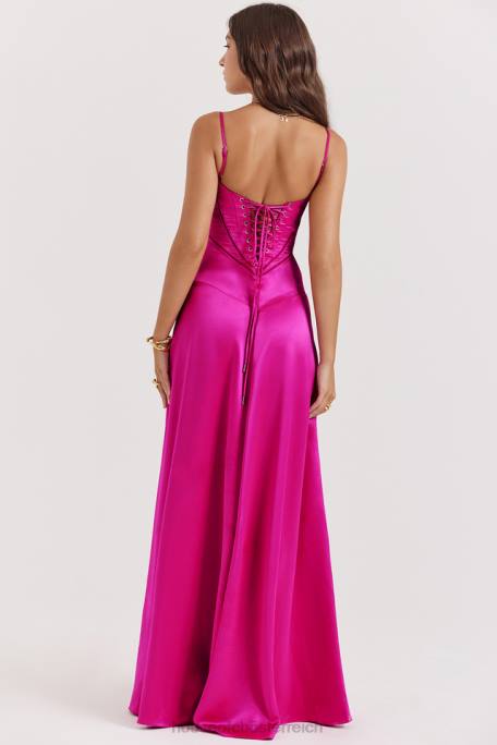 House of CB Kleidung Z26T199 Anabella Fuchsia Maxikleid mit Schnürung