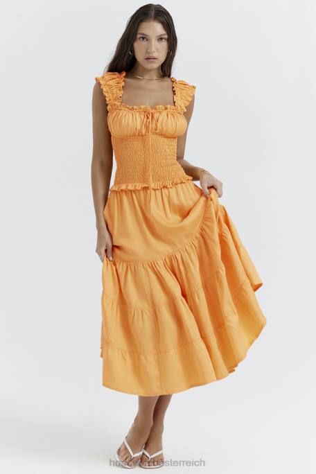 House of CB Kleidung Z26T203 Gerafftes Sommerkleid von Phedra in Mandarine