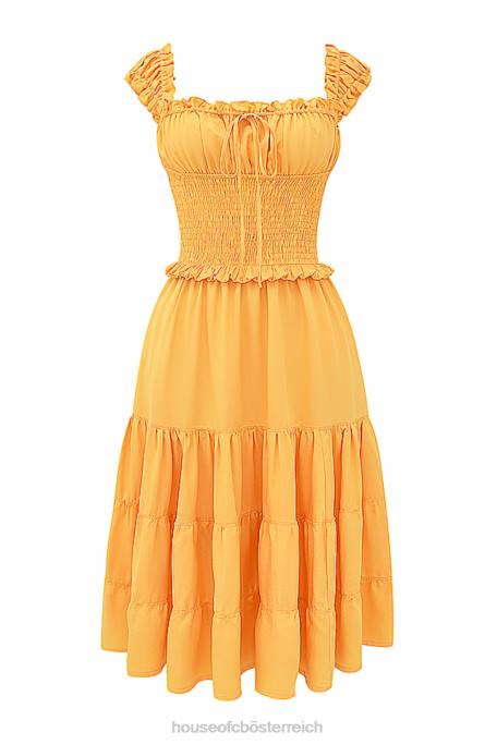 House of CB Kleidung Z26T203 Gerafftes Sommerkleid von Phedra in Mandarine