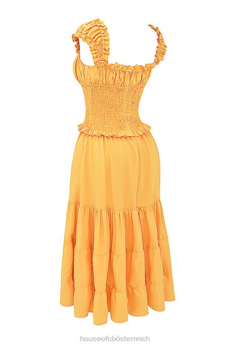 House of CB Kleidung Z26T203 Gerafftes Sommerkleid von Phedra in Mandarine