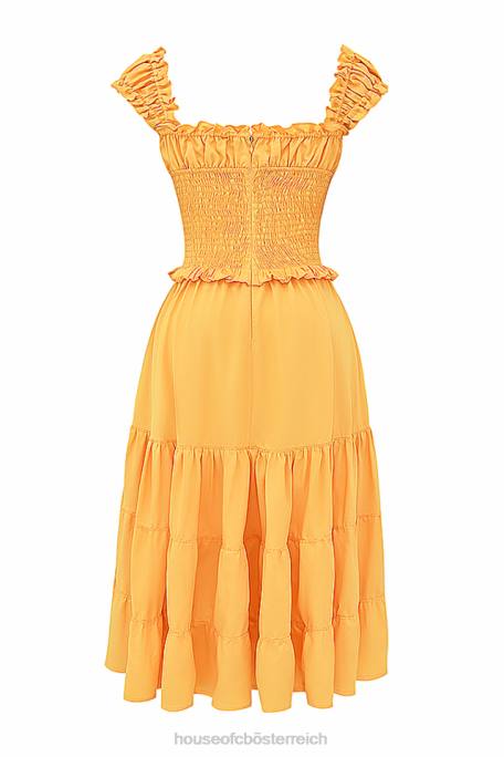 House of CB Kleidung Z26T203 Gerafftes Sommerkleid von Phedra in Mandarine