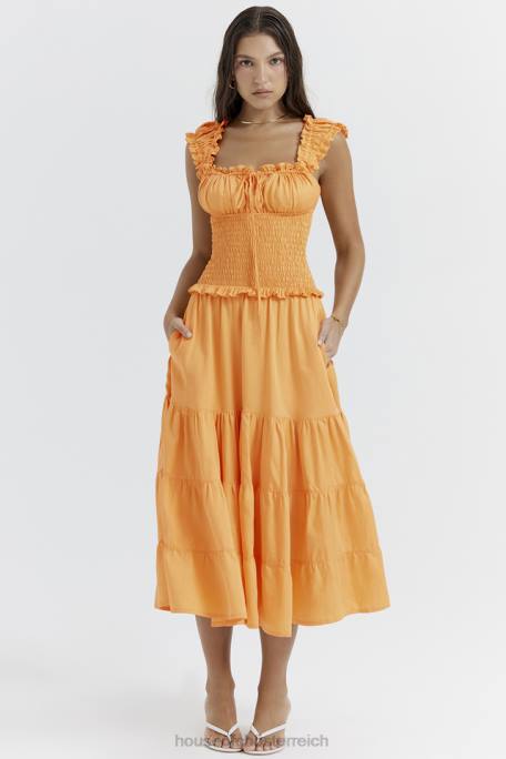 House of CB Kleidung Z26T203 Gerafftes Sommerkleid von Phedra in Mandarine