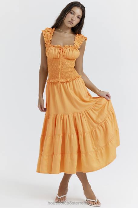 House of CB Kleidung Z26T203 Gerafftes Sommerkleid von Phedra in Mandarine