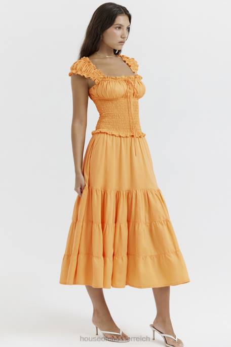 House of CB Kleidung Z26T203 Gerafftes Sommerkleid von Phedra in Mandarine