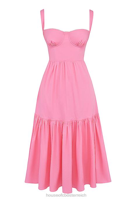 House of CB Kleidung Z26T211 Elia französisches rosa Midi-Sommerkleid