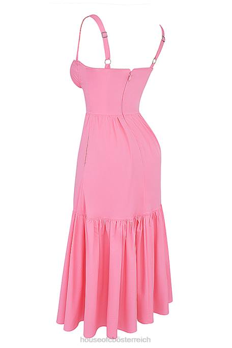 House of CB Kleidung Z26T211 Elia französisches rosa Midi-Sommerkleid