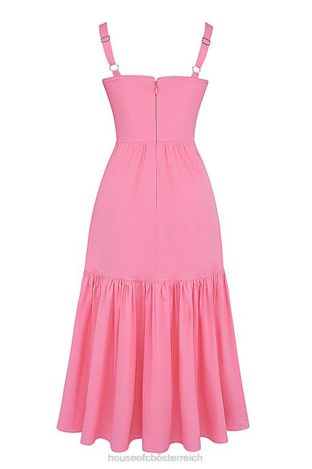 House of CB Kleidung Z26T211 Elia französisches rosa Midi-Sommerkleid