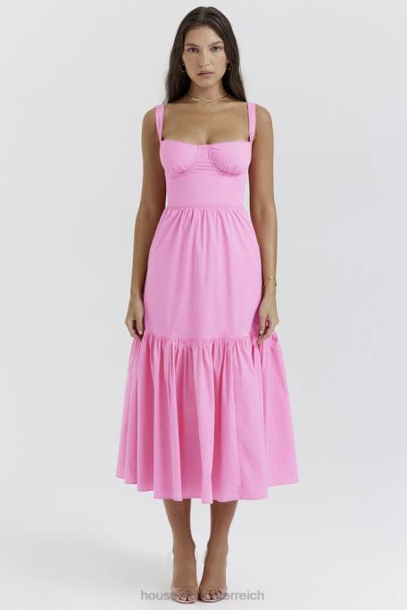 House of CB Kleidung Z26T211 Elia französisches rosa Midi-Sommerkleid