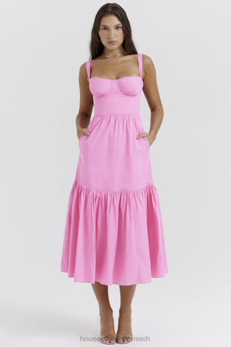 House of CB Kleidung Z26T211 Elia französisches rosa Midi-Sommerkleid