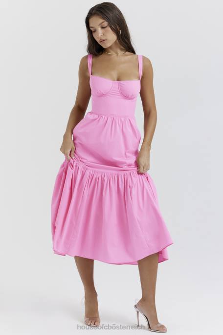 House of CB Kleidung Z26T211 Elia französisches rosa Midi-Sommerkleid