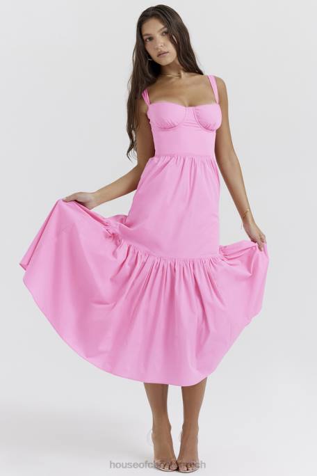 House of CB Kleidung Z26T211 Elia französisches rosa Midi-Sommerkleid