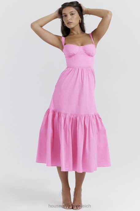 House of CB Kleidung Z26T211 Elia französisches rosa Midi-Sommerkleid