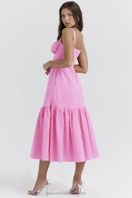 House of CB Kleidung Z26T211 Elia französisches rosa Midi-Sommerkleid